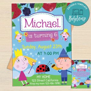 Ben And Holly's Little Kingdom Invitation Template Free Thank You Card Printable