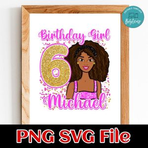 Black Doll Birthday Customer request PNG file template