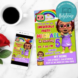 Bella cocomelon Birthday Flyer Customizable Template to Print at Home Instant Download