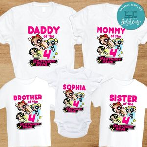 Powerpuff Family Birthday PNG file template