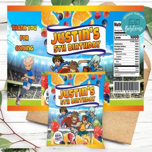 Inazuma Eleven Birthday Party Fruit Snack Bag Digital File Printable Instant Download