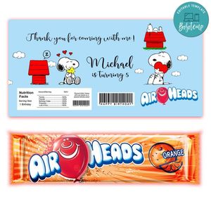 Snoopy Airhead Candy Wrapper Template Printable Instant Download