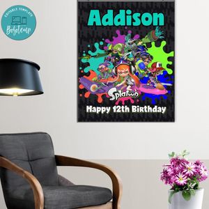 Splatoon Birthday Poster Digital File Printable Instant Download