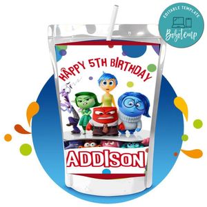 Inside out 2 Capri Sun Birthday Label Digital File Printable Instant Download