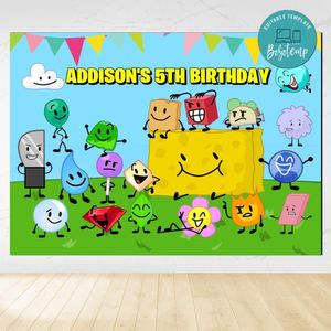 Battle For Dream Island Birthday Backdrop Digital File Template Instant Download
