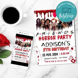 Friends Horror Movie Mobile Invite Customizable Template Instant Download