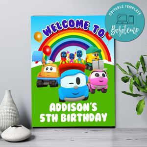 Leo The Truck Birthday Welcome Sign Digital File Printable Instant Download