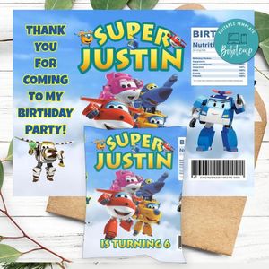 Super Wings Birthday Chip Bag Digital File Printable Instant Download
