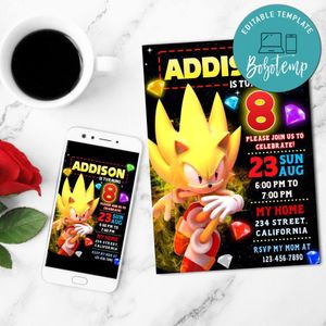 Super sonic Birthday Flyer Customizable Template to Print at Home Instant Download
