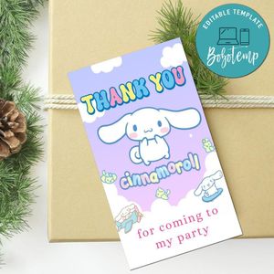 Cinnamoroll Thank you tag Customizable Template to Print at Home Instant Download