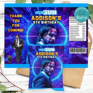 John Wick Birthday Honey Buns Snack Bag Label Customizable Instant Download