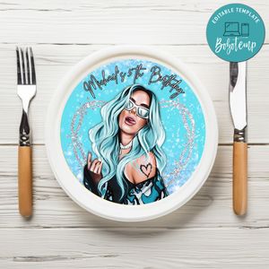 Karol G Birthday Plate Template Customizable To Print At Home Instant Download