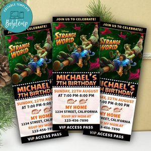 Strange World Ticket Invitation Customizable Template Instant Download