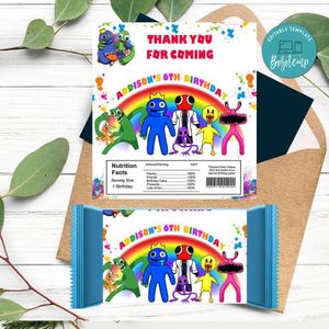 Rainbow Friends Roblox Candy bar Label Customizable Template Instant Download