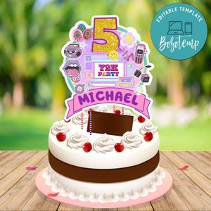 Y2k Party Cake Topper Template Printable Instant Download