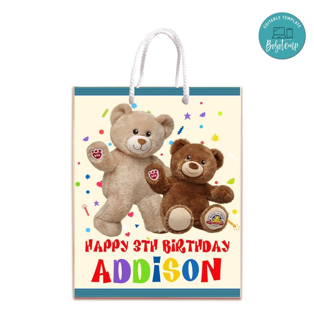 Build A Bear Gift Bag Label Template Printable DIY | Bobotemp