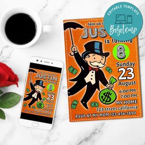 Alec monopoly Birthday Flyer Customizable Template to Print at Home Instant Download