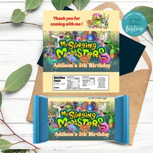 My Singing Monsters Candy Bar Label Customizable Template Instant Download