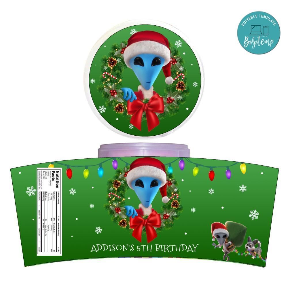 Alien Xmas Cotton Candy Label Template To Print At Home Instant Download