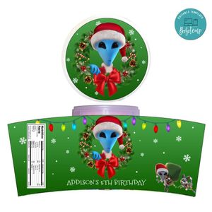 Alien Xmas Cotton Candy Label Template To Print At Home Instant Download