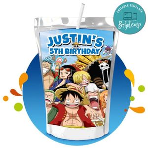 One piece Capri Sun Birthday Labels Digital File Printable Instant Download