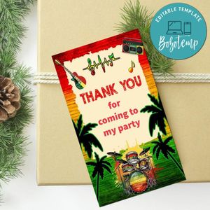Reggae Thank You Tag Customizable Template To Print At Home Instant Download