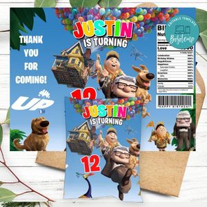 Disney Pixar up Birthday Chip Bag Digital File Printable Instant Download