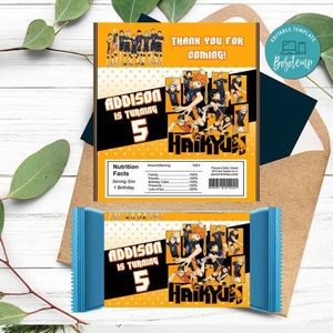 Haikyu Candy bar Label Customizable Template Instant Download