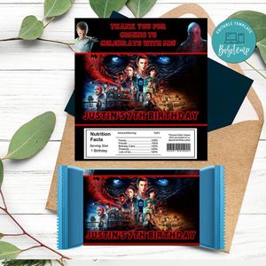 Stranger thing 4 Candy bar Label Customizable Template Instant Download