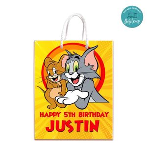 Tom And Jerry Gift Bag Label Template Printable Instant Download