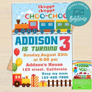 Choo Choo Invitation Template Free Thank You Card Printable
