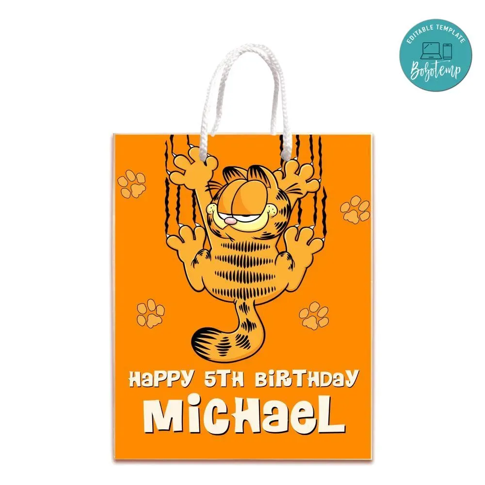Garfield Gift Bag Label Template Printable DIY | Bobotemp Shop