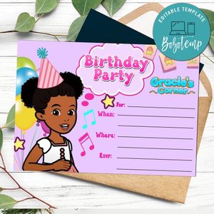 Gracie's Corner fill in blank Invitation Customizable Template to Print at Home Instant Download