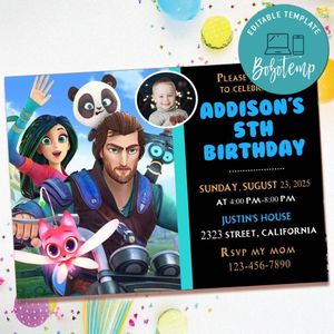 Everlasting Story Birthday Invitation with Photo Customizable Template to Print at Home Instant Download