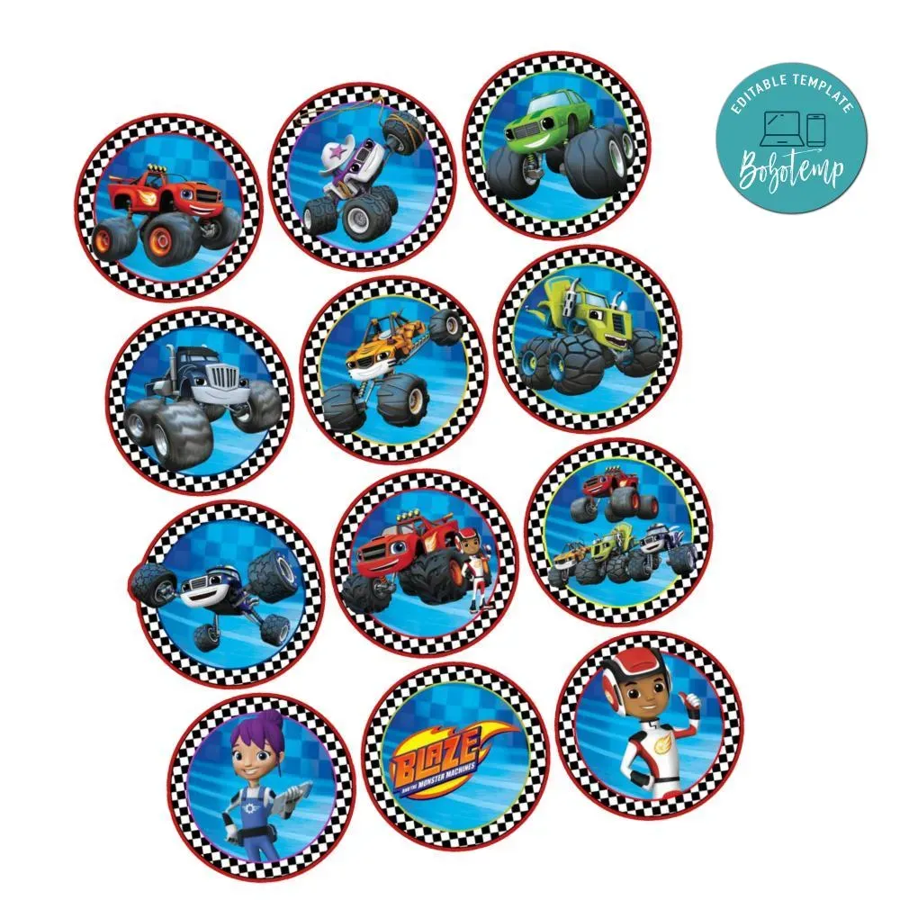 Blaze And The Monster Cupcake Toppers Template Printable Instant ...