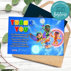 Action Pack Thank You Card Customizable Template To Print At Home Instant Download