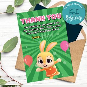 Jeni pinkfong Thank You Card Customizable Template To Print At Home Instant Download