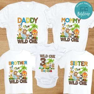 Safari Jungle Family Birthday PNG file template