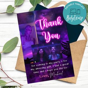Euphoria Thank You Card Customizable Template To Print At Home Instant Download