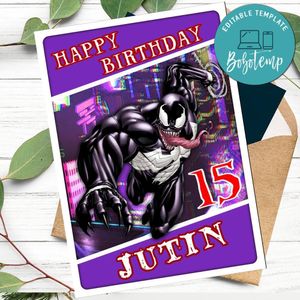 Venom Personalized Birthday Card