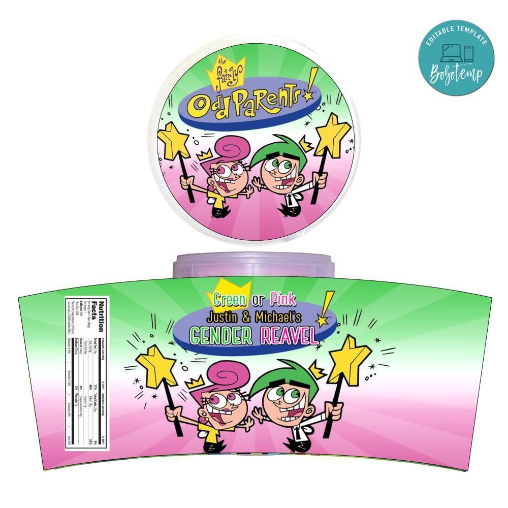 The Fairly Oddparents Gender Reveal Cotton Candy Label Template To Print At Home Instant Download