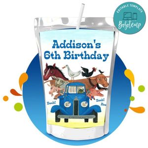 Little Blue Truck Capri Sun Birthday Labels Digital File Printable Instant Download