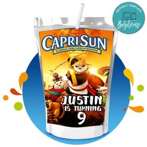 Kung fu panda Capri Sun Birthday Labels Digital File Printable Instant Download