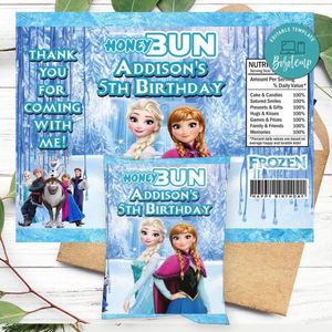 Frozen Elsa Birthday Honey Buns Snack Bag Label Customizable Instant Download