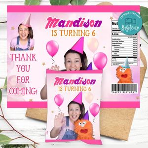 Ms. Rachel Birthday Party Chip Bag Digital File Printable Instant Download