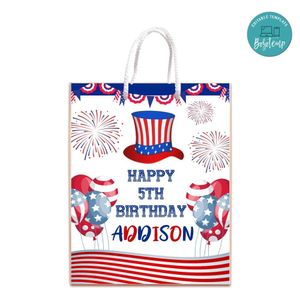 4th Of July Gift Bag Label Template Printable Instant Download