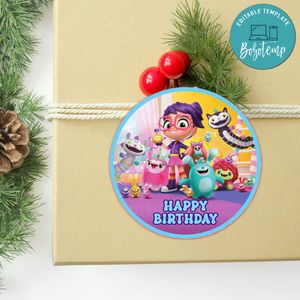 Abby Hatcher Circle Sticker Template Customizable to Print at Home Instant Download