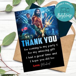 Aquaman 2 Thank You Card Customizable Template To Print At Home Instant Download