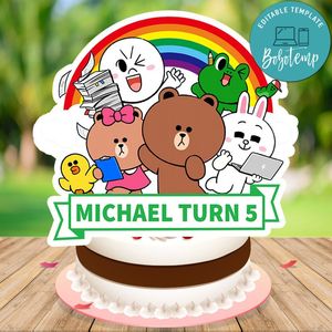 Line friends Cake Topper Template Printable Instant Download