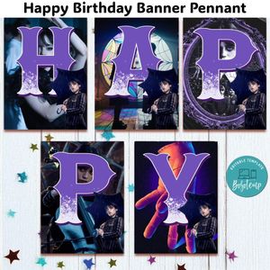 Wednesday Banner Pennant Digital File Template Instant Download